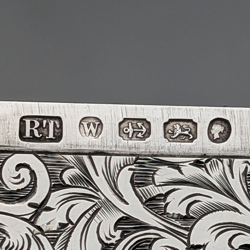 1871年 英国アンティーク 純銀製 カードケース 67g ボックス入り極美品 Robert Thornton